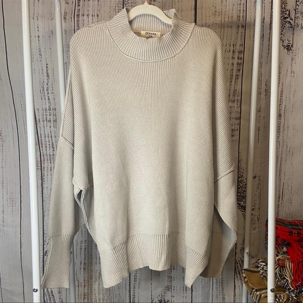 NWOT Bone Oversized Side Slit Sweater